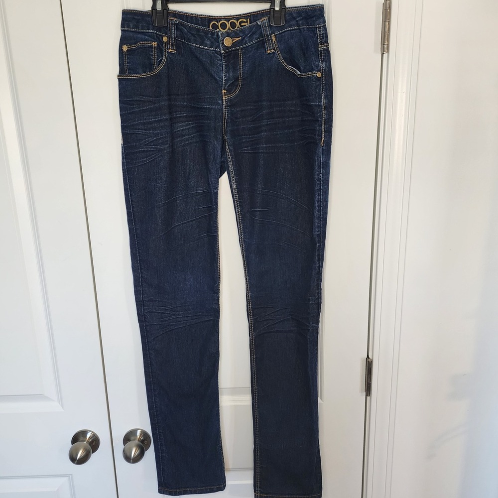 Coogi Jeans Womens Size 7/8 Dark Wash Denim Embroidered Pockets Straight Leg